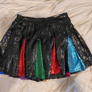 NWOT QOS Rainbow Sequin Skirt